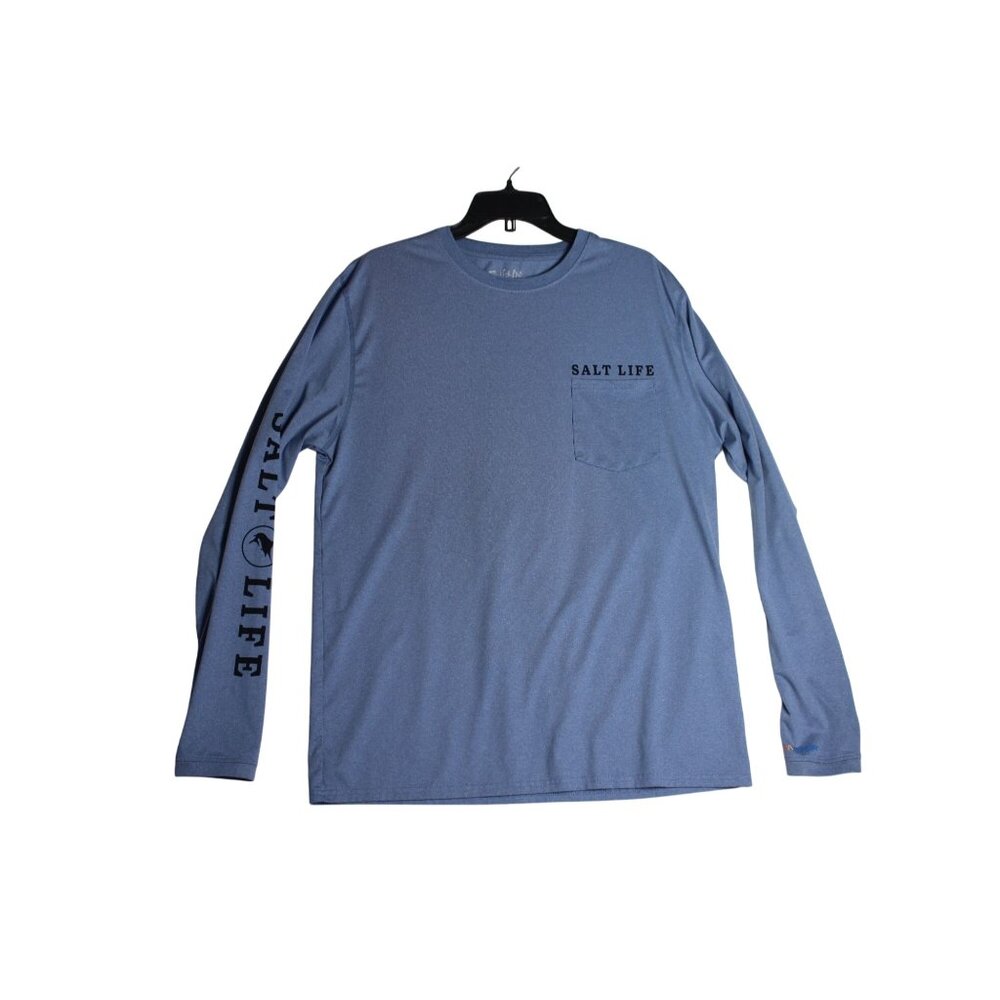 Salt Life SLX SPF L/S Blue Outdoor Hiking Fishing Shirt Mens Large